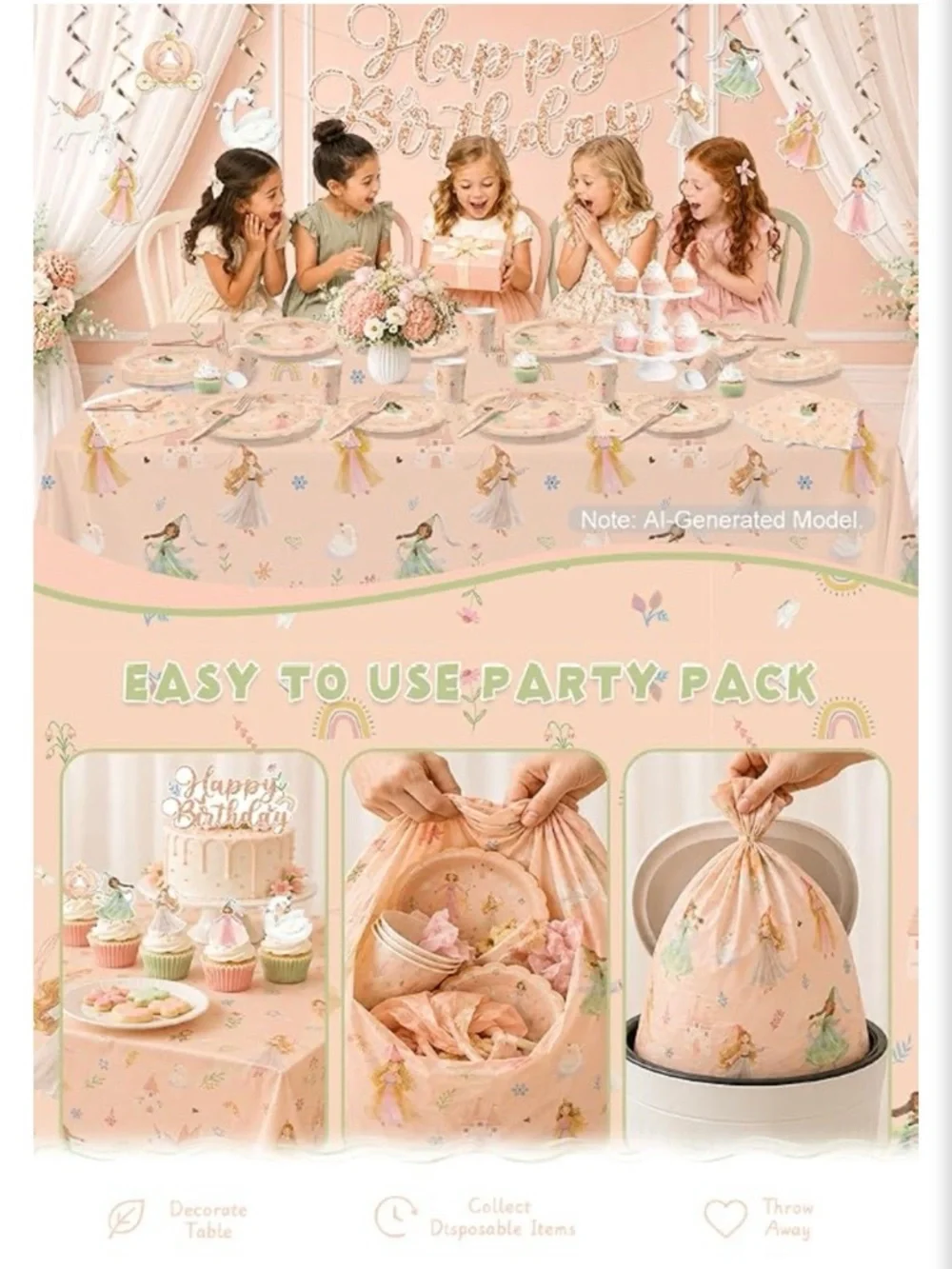 Elegant Pink Peach Princess/Fairy Party Set